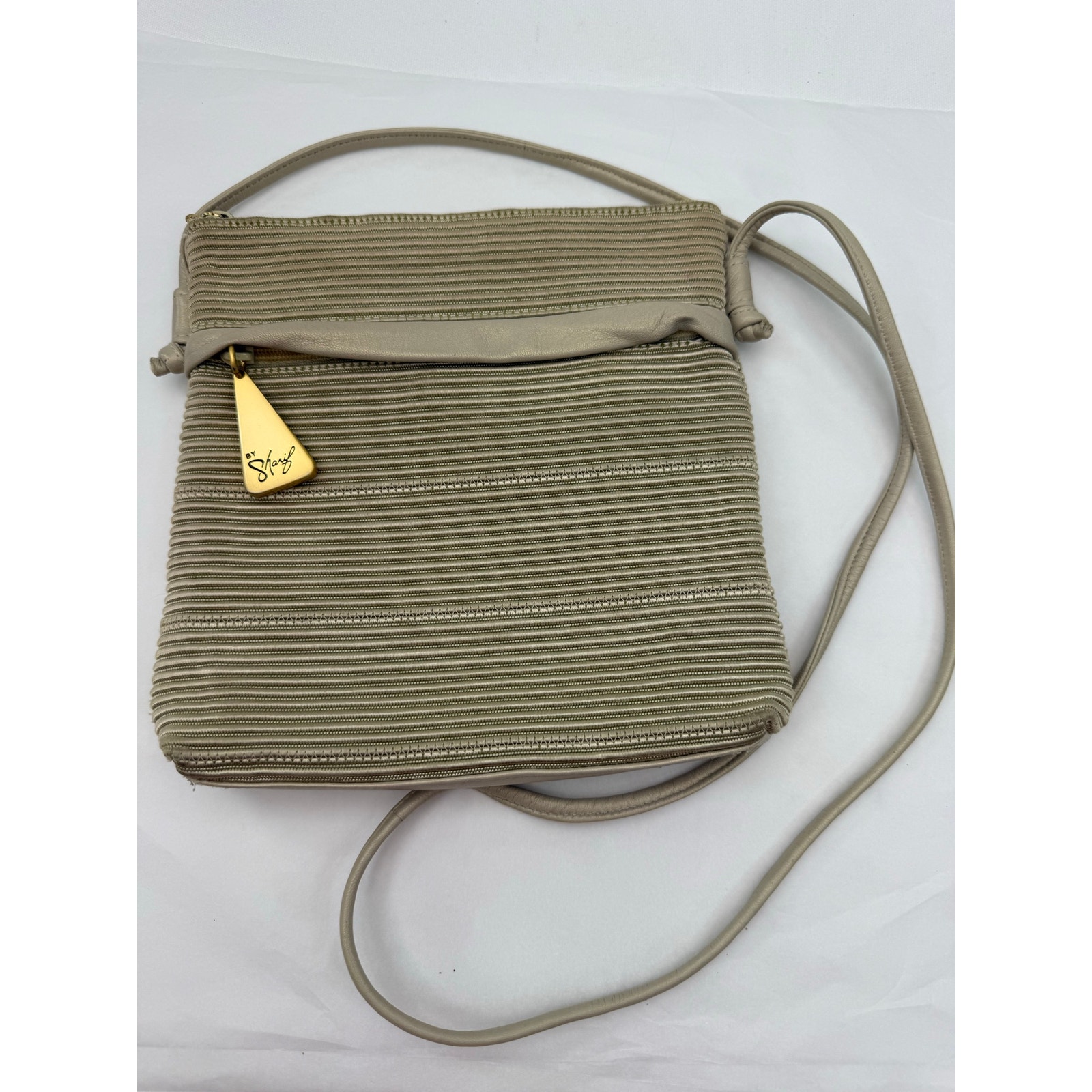 Americana By Sharif Taupe Crossbody Purse Vintage 80s 90s Textured Shoulder Bag